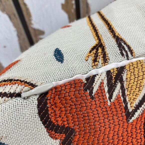 Chicken Throw Pillow Cover (Only) 21 1/2” x 20” Rust Tones Zip Closure - Picture 8 of 9